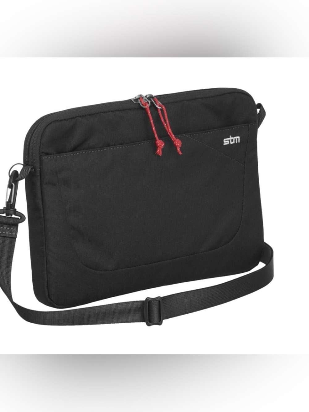 STM Blazer Black Padded Messenger Bag with Red Accent Pulls
